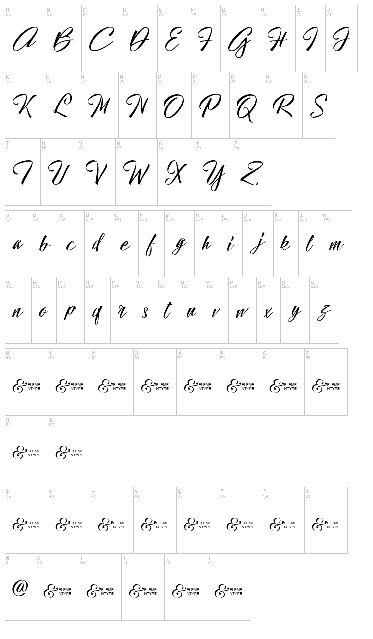 Hallelujah font map